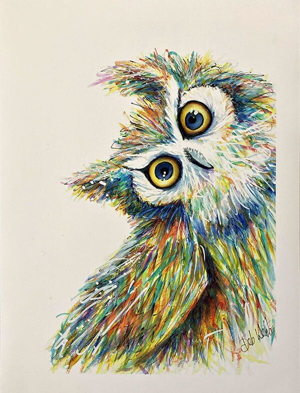 Quirky owl art print