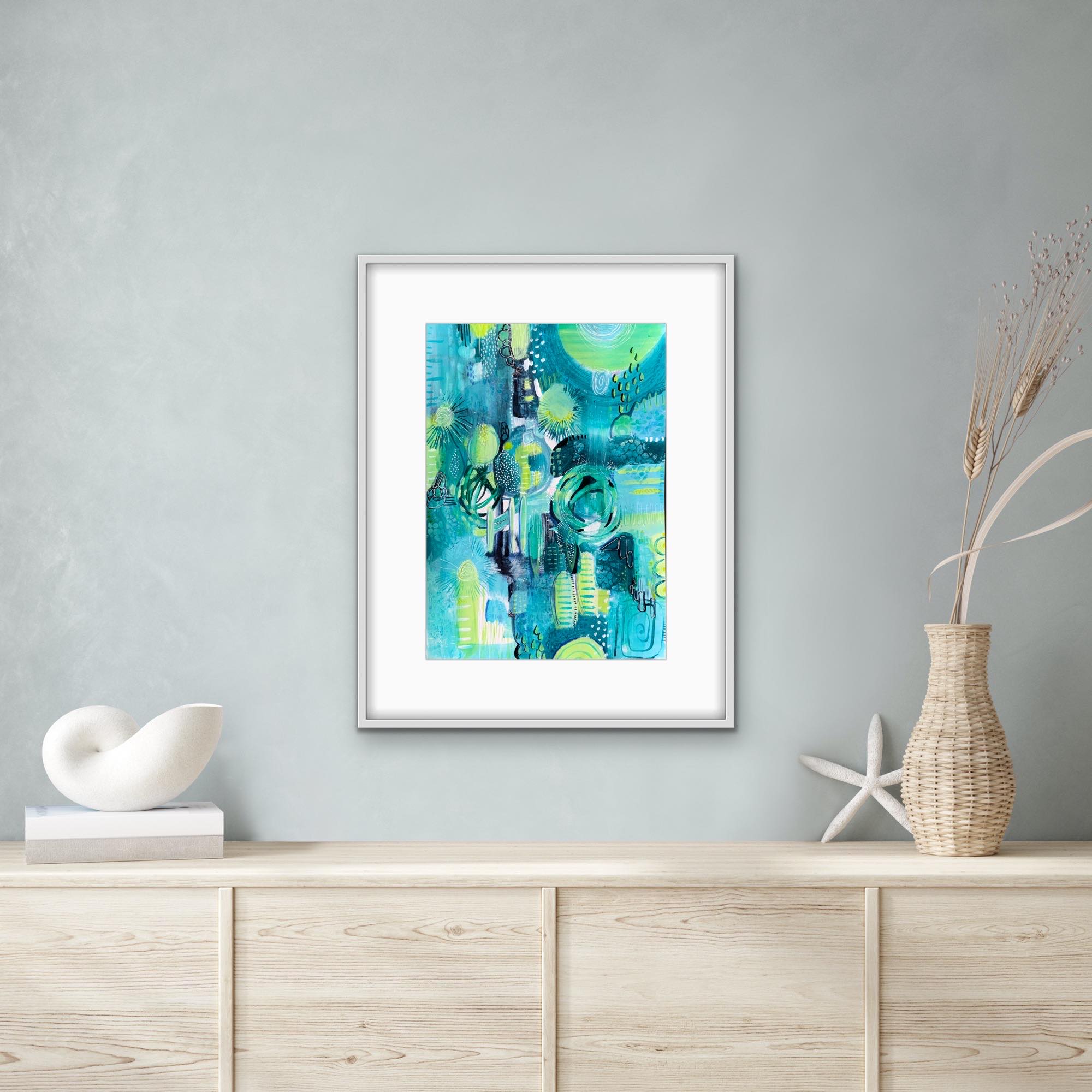 Ethereal Mosaic original artwork: a stunning blend of acrylic inks and paints on watercolour paper